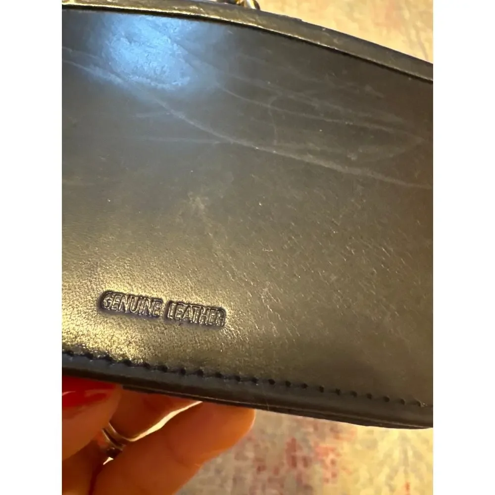 Fossil‎ Vintage Snakeskin Leather Kiss Lock Coin Purse Black